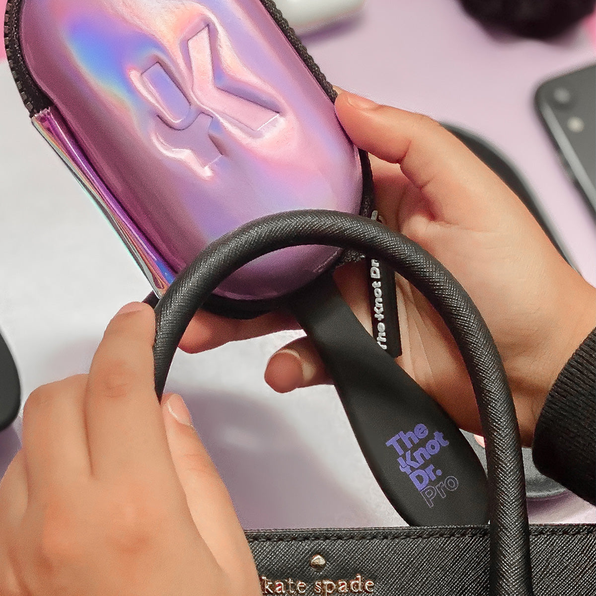 The Purple Pro Hairbrush with Holographic Headcase - The Knot Dr.
