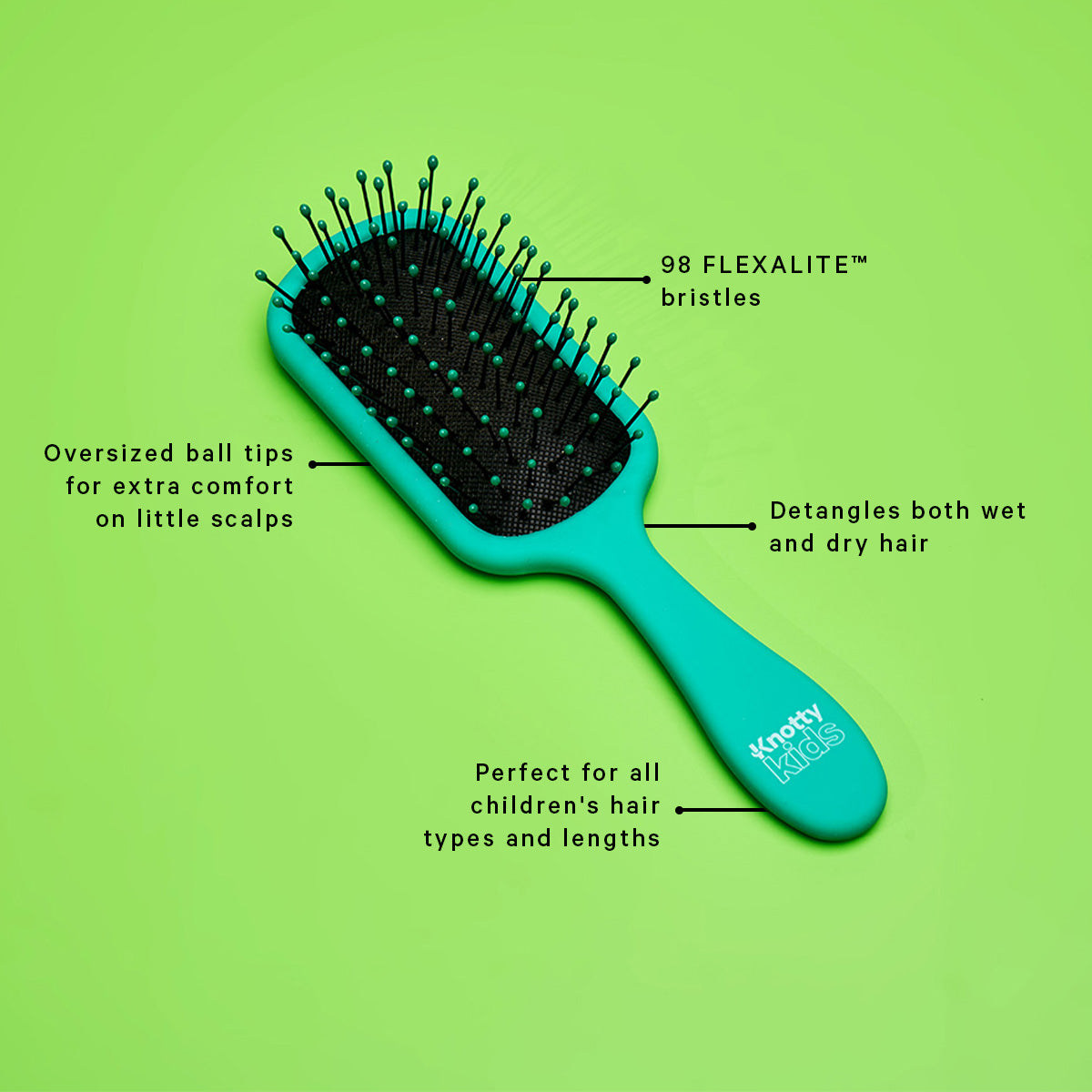 Green Knotty Kids® Hairbrush - The Knot Dr.