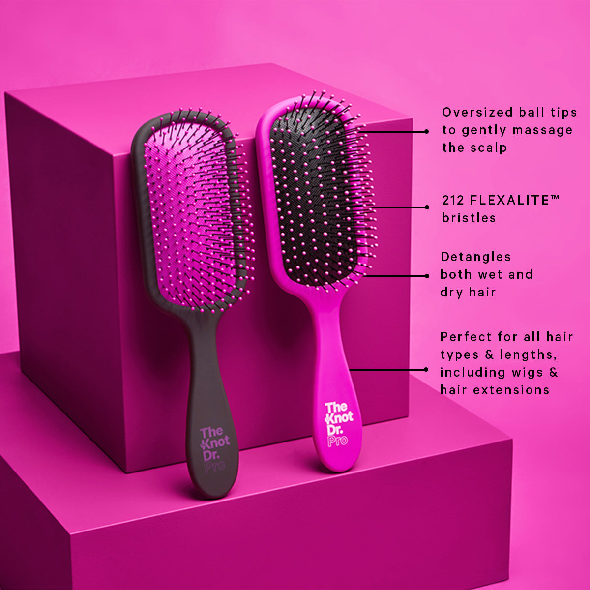 Pink Pro Brite Hairbrush - The Knot Dr.