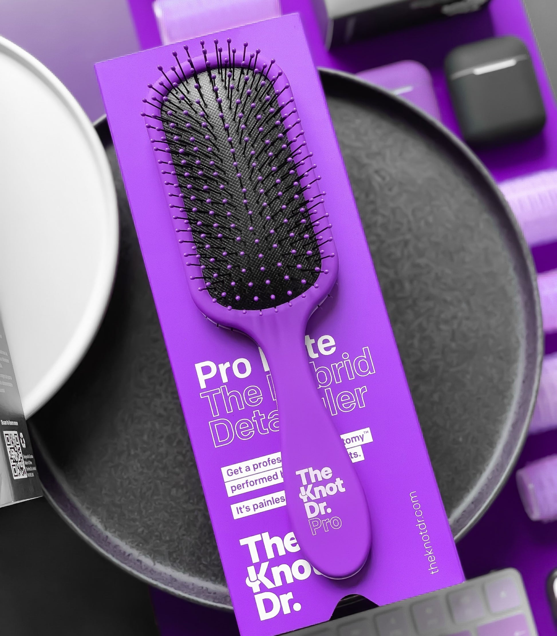 Purple Pro Brite Hairbrush - The Knot Dr.
