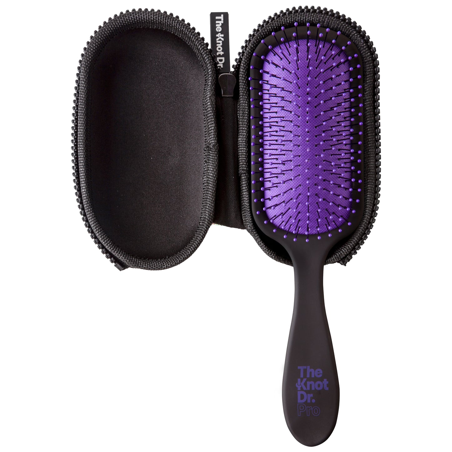 Detangling brush inside the protective traveller headcase