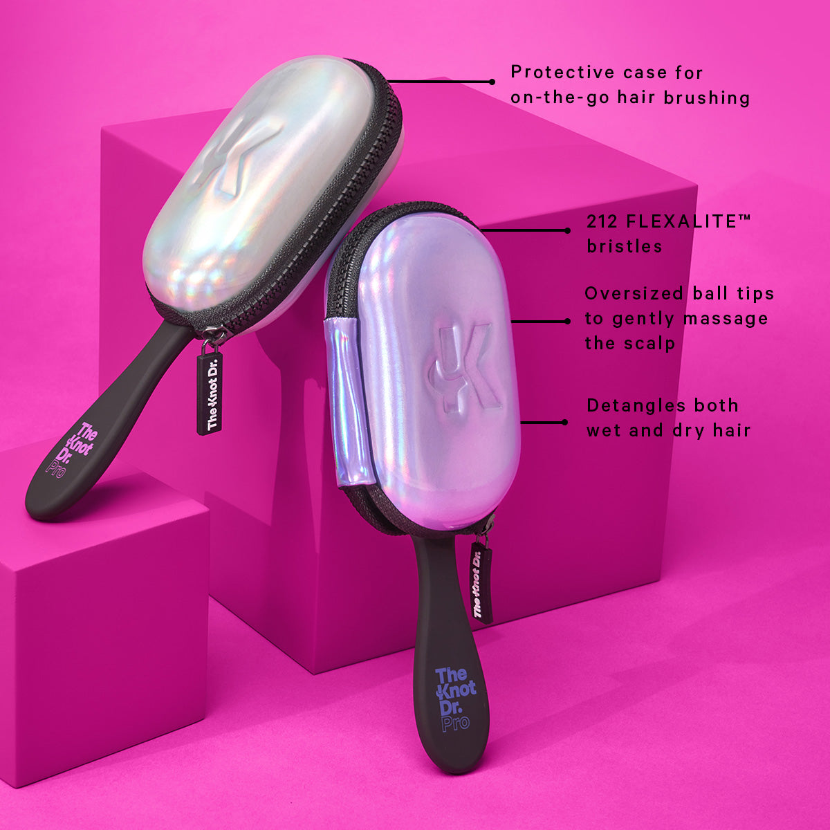 The Purple Pro Hairbrush with Holographic Headcase - The Knot Dr.