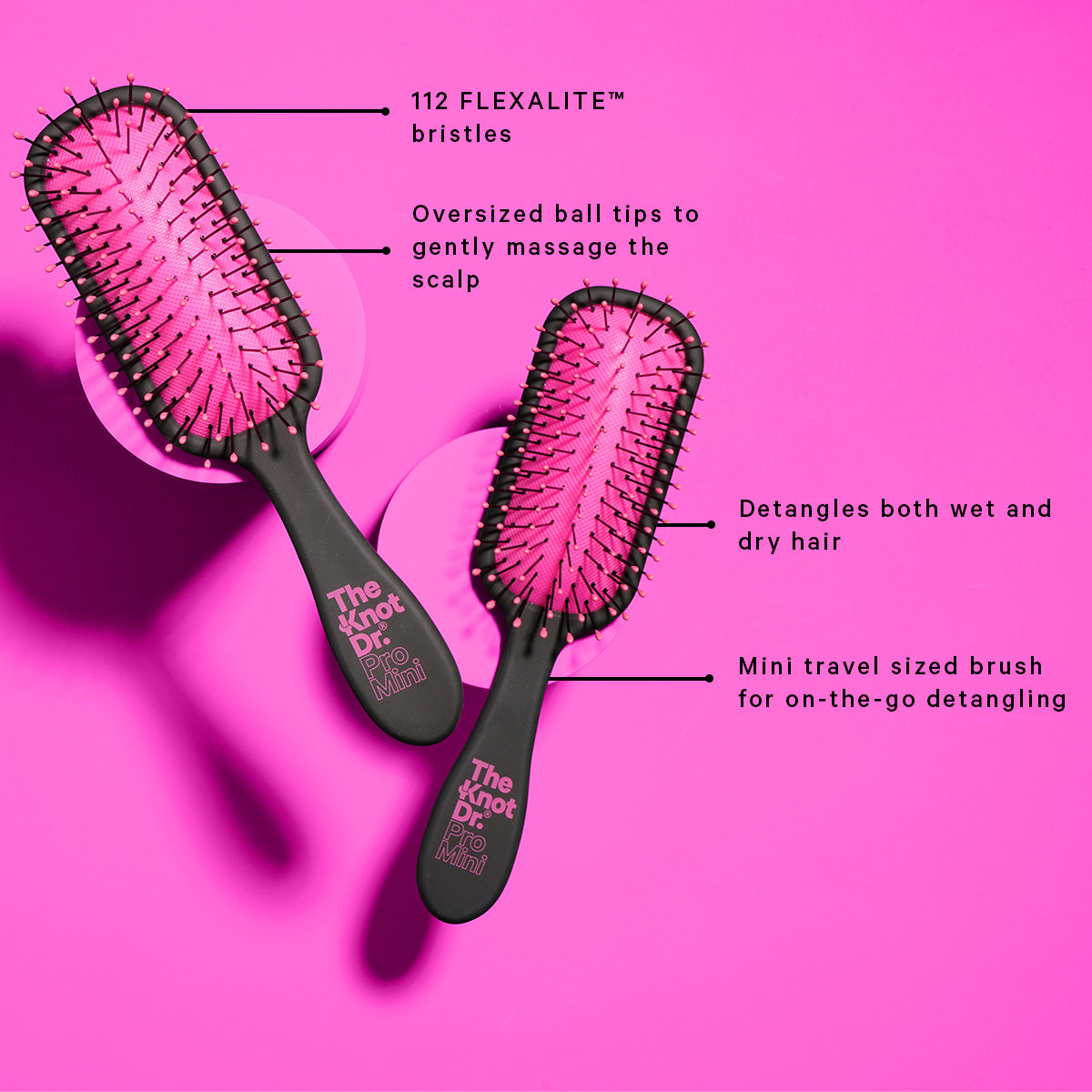 Pink Pro Mini Hairbrush - The Knot Dr.