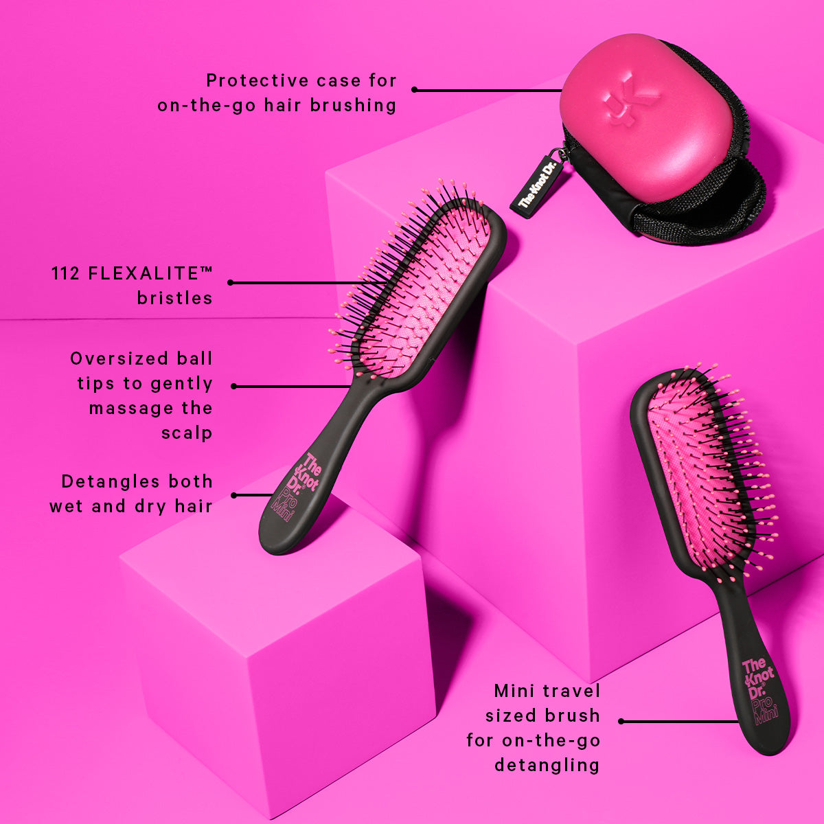 The Purple Pro Mini Hairbrush with Headcase - The Knot Dr.