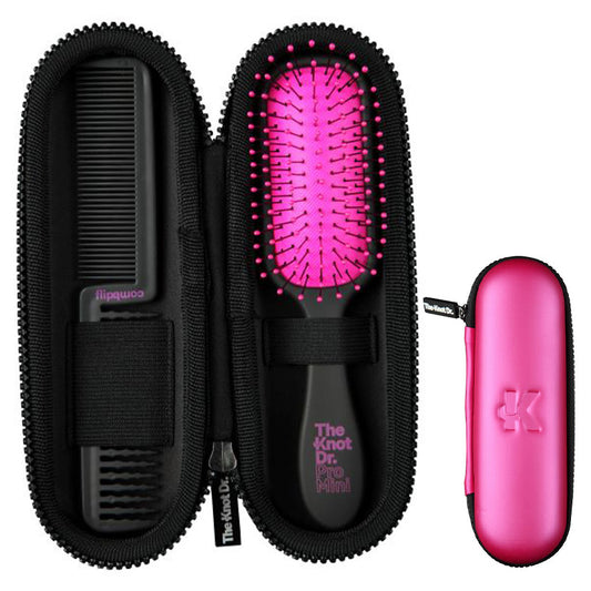 Pink Pro Mini Hairbrush & Flipcomb Kit With Case - The Knot Dr.