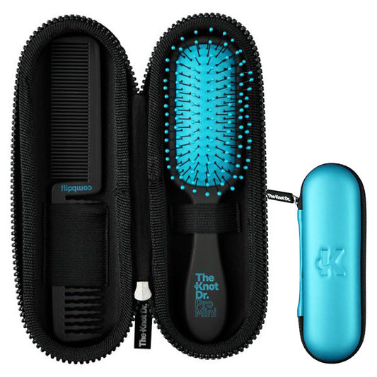 Blue Pro Mini Hairbrush & Flipcomb Kit With Case - The Knot Dr.
