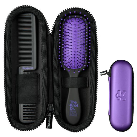 Purple Pro Mini Hairbrush & Flipcomb Kit With Case - The Knot Dr.