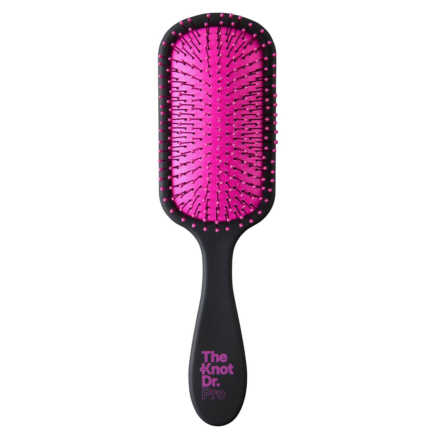 Pro detangling hairbrush in black with pink pad