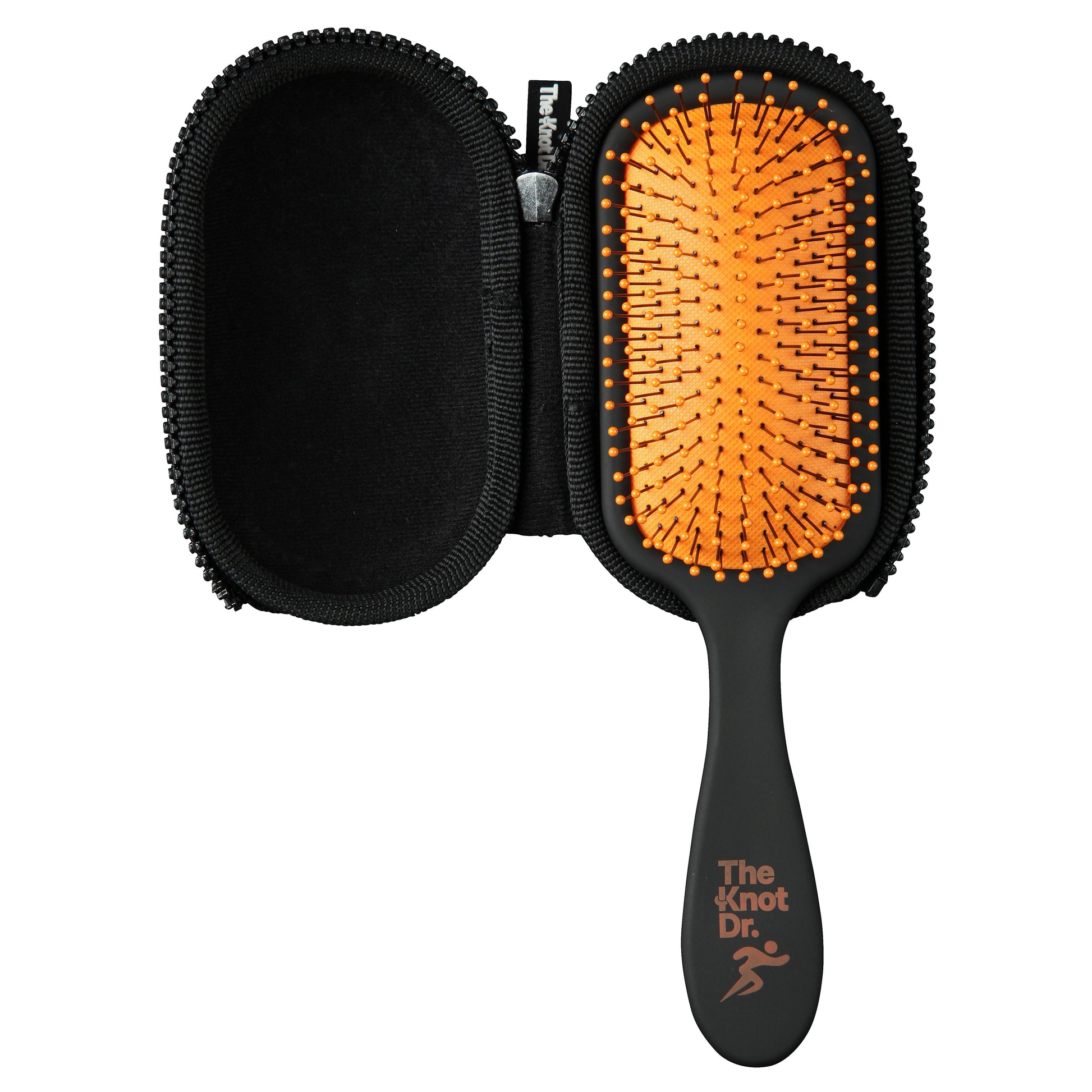 Detangling sport hairbrush inside the protective headcase