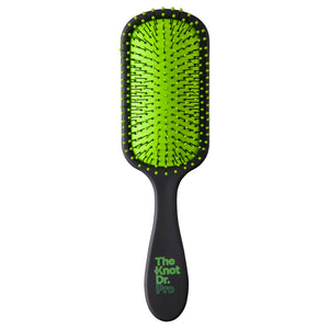 Pro detangling hairbrush in black with green pad