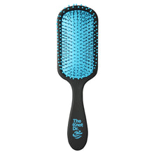 Load image into Gallery viewer, Black detangling hairbrush for swim use with blue pad